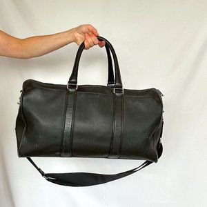 Coach Pressed Black Leather Weekend Travel Bag with Strap